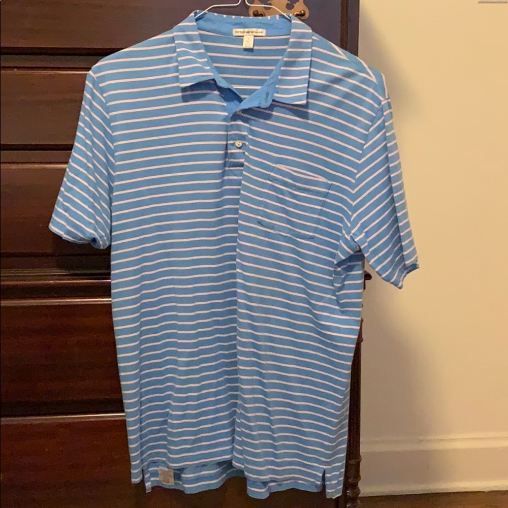 Blue striped Peter Millar polo